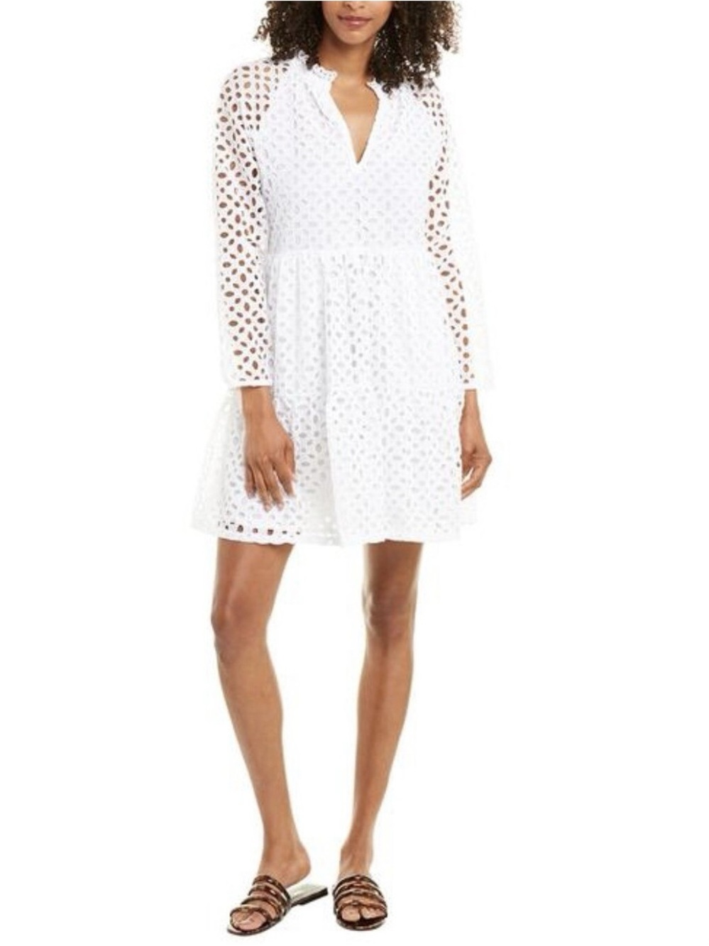 J. Crew White Eyelet Tiered A-Line Dress